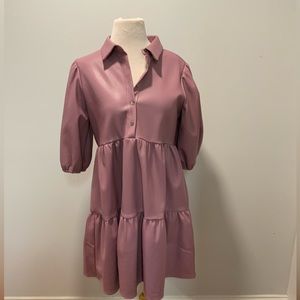 Karlie lilac faux leather dress